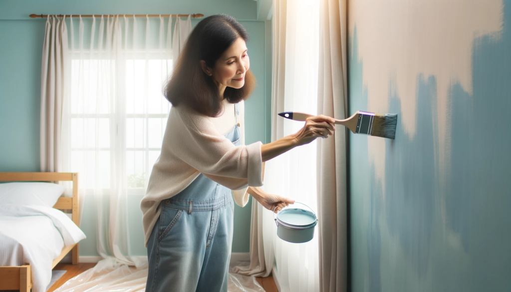 mäster-målaren av sovrummets väggar